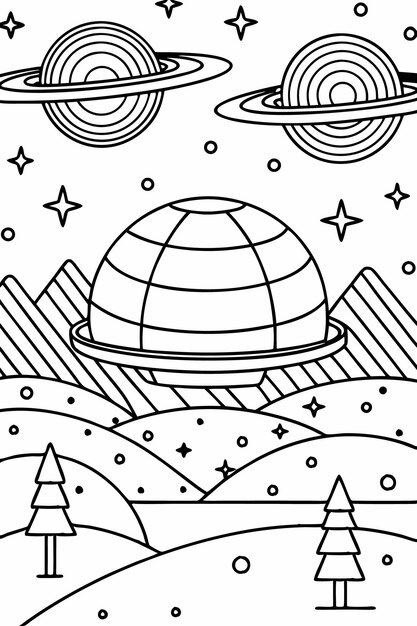 Vector printable outer space coloring sheets for kids