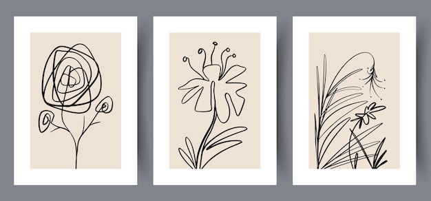 Printable wall art vector poster set.