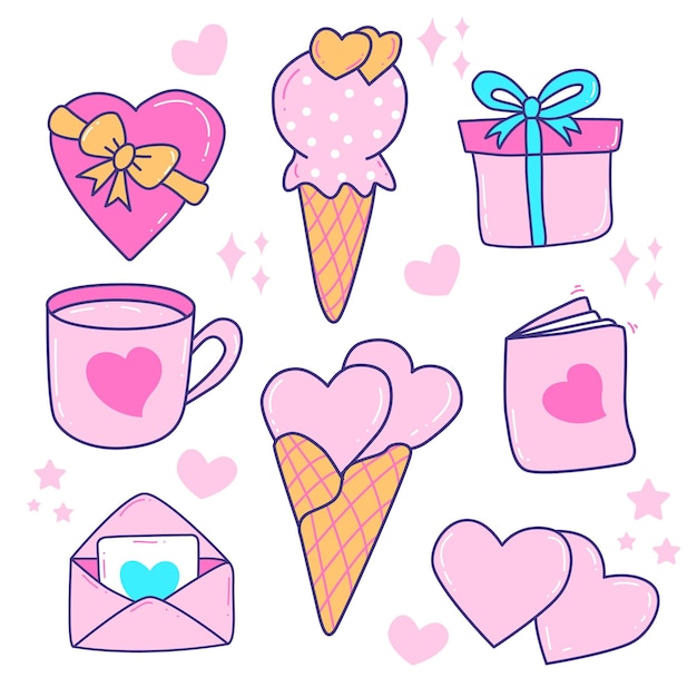 PrintCute doodle valentines day element collection