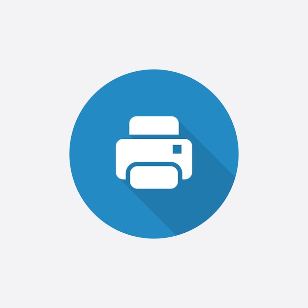 Printer Flat Blue Simple Icon with long shadowxA