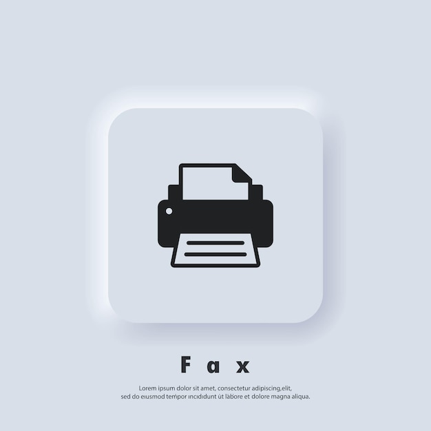 Printer icon. Fax icon. Fax logo. Vector. UI icon. Neumorphic UI UX white user interface web button. Neumorphism