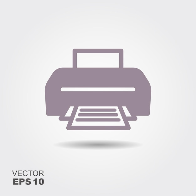 Printer Icon in flat style isolated on grey background