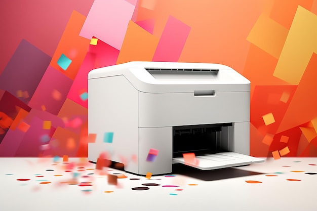 a printer with a colorful background and a colorful background