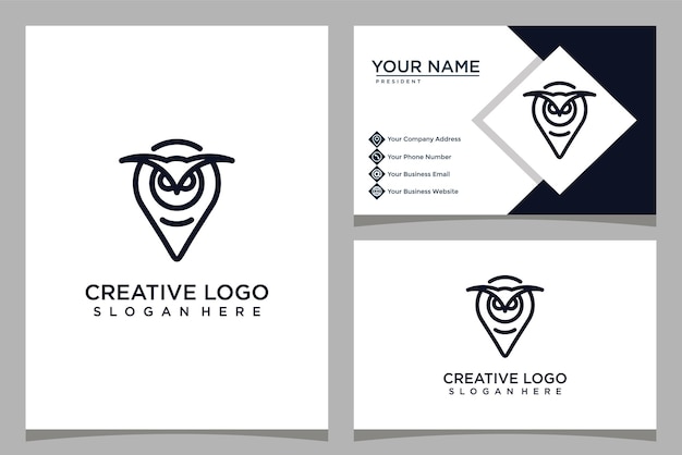 Printminimalistic owl design logo template and business card design