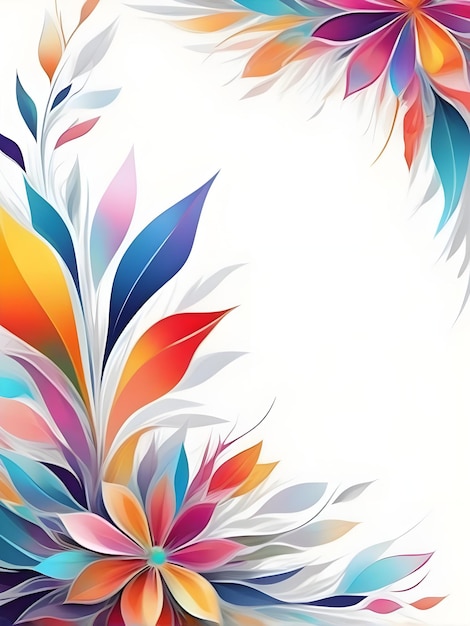 Prismatic floral shapes forming vibrant asymmetric border on white background