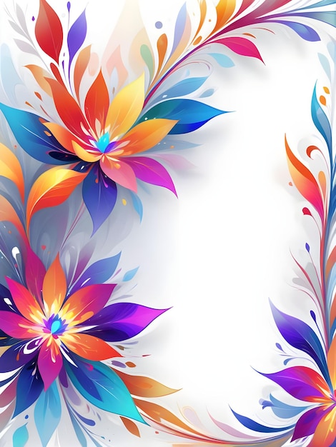 Prismatic floral shapes forming vibrant asymmetric border on white background