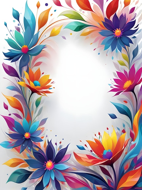 Prismatic floral shapes forming vibrant asymmetric border on white background