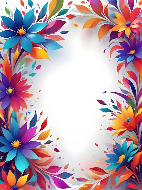 Prismatic floral shapes forming vibrant asymmetric border on white background