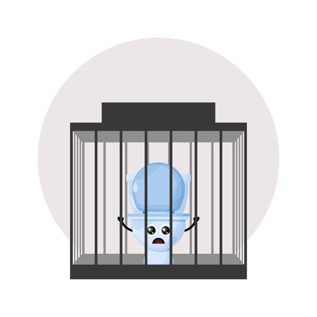 Prison toilet cute character logo