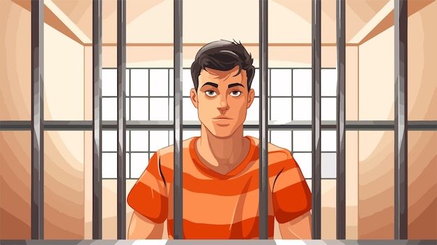 Prisoner in Jail Illustration Vector Stock Image