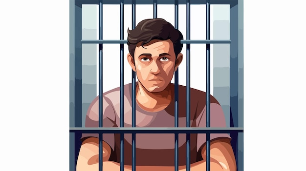 Prisoner in Jail Illustration Vector Stock Image