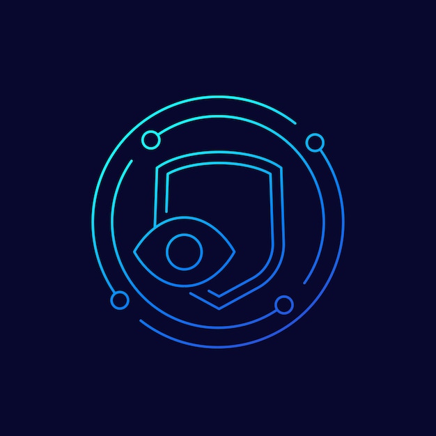 Privacy, eye and shield line vector icon