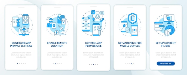 Privacy online protect tips onboarding mobile app page screen