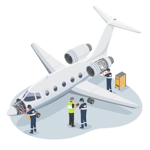 Vector private airplane engineer technician maintenance and repair service small jet business flight cost