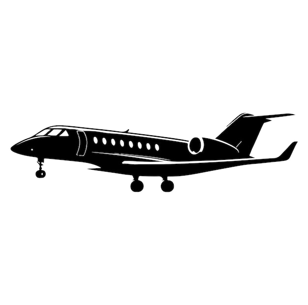 Vector private jet silhouette vector illustration