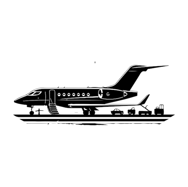 private jet Silhouette vector illustration