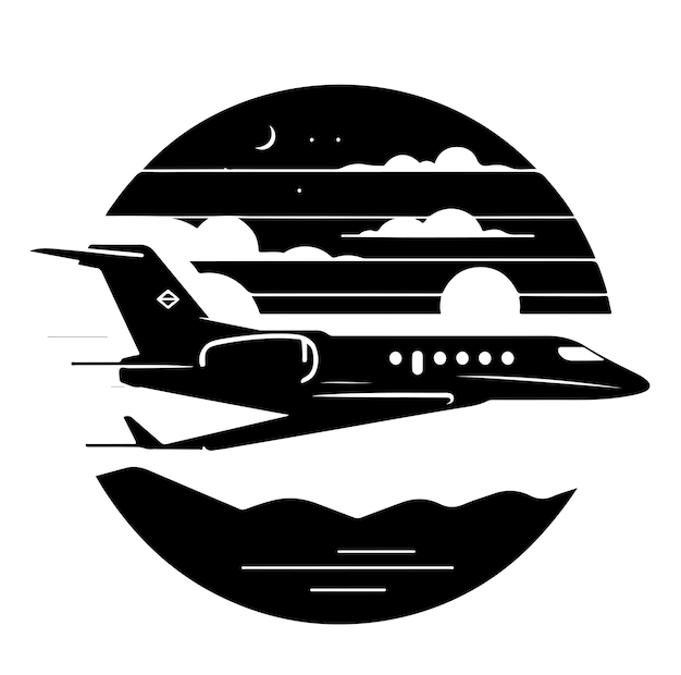 private jet Silhouette vector illustration