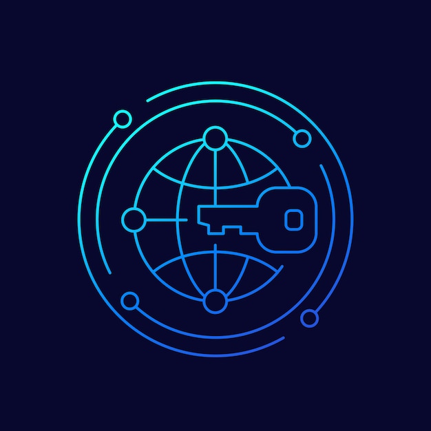 Private key for network line vector icon