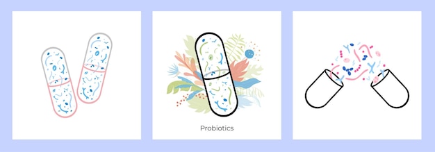 Probiotics and gastrointestinal health concept Beneficial good bacteria and microorganisms