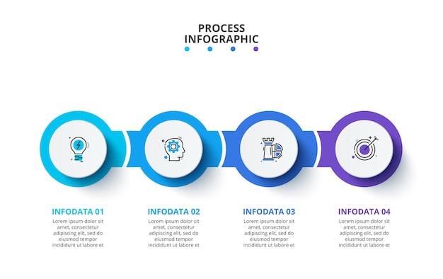 Process chart with 4 steps, options, parts or processes. Creative concept for infographic.