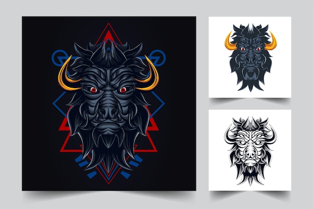 The process of creating a mythical bull sacred geometry logo