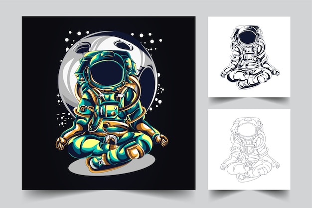 The process of creating a yoga astronaut logo