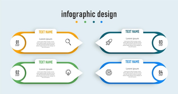 Process infographic design elegant professional template with 4 step Premium Vector