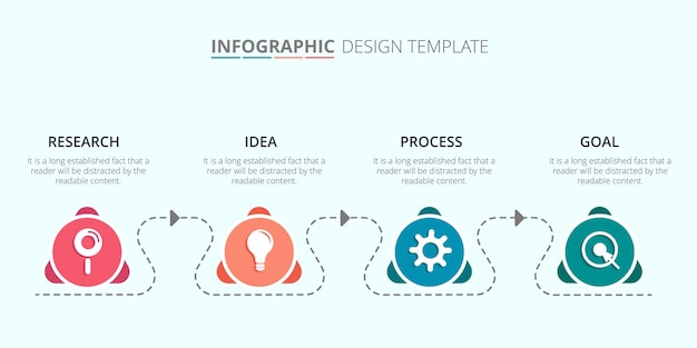 Vector process infographic template design with 4 steps vector illustration