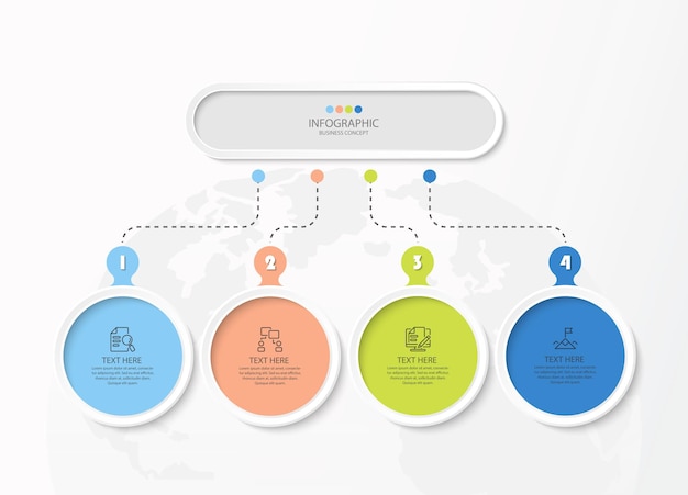 Process infographic with 4 steps, process or options.