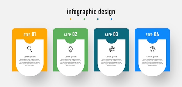 Process presentation business infographic design elegant professional template with 4 step