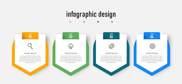 Process presentation business infographic design elegant professional template with 4 step