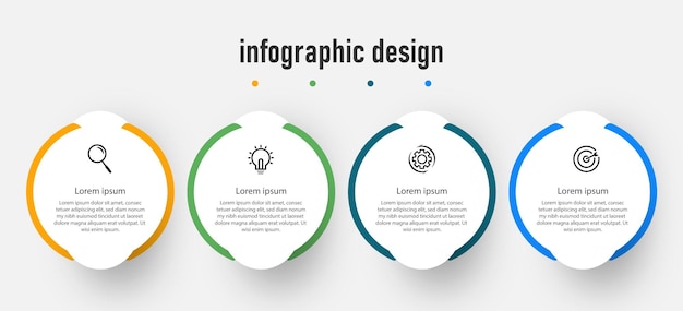 Process presentation business infographic design elegant professional template with 4 step