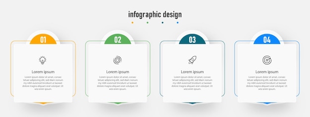 Process presentation business infographic design elegant professional template with 4 step