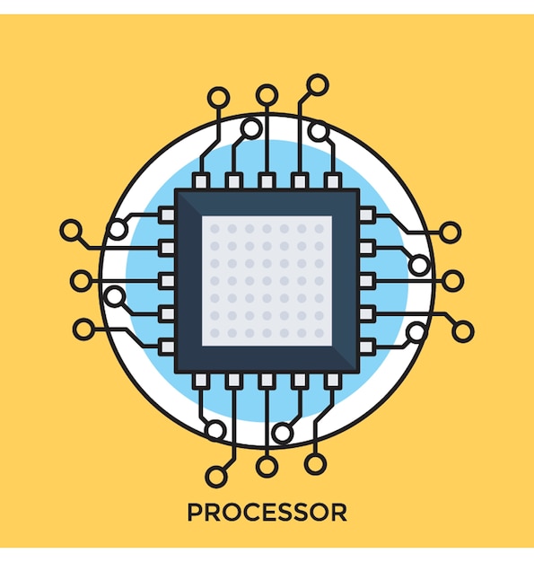 Vector processor flat vector icon