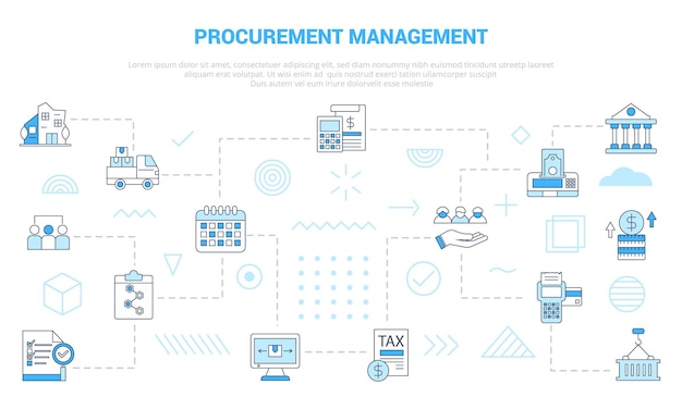 Procurement management concept with icon set template banner with modern blue color style