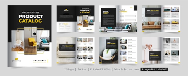 Product catalogue design template and furniture product catalogue