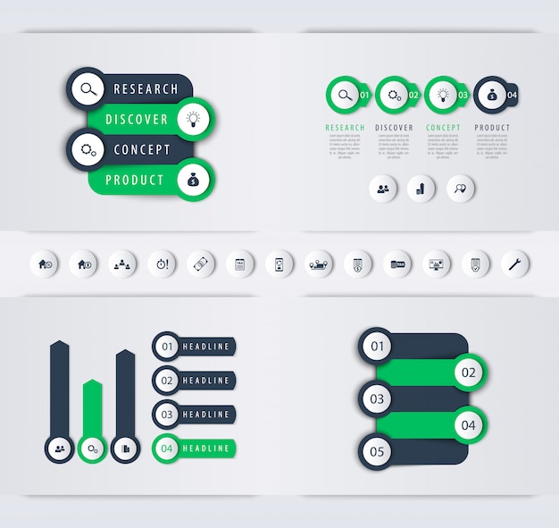 Product development timeline, step labels, charts, business infographics template, 