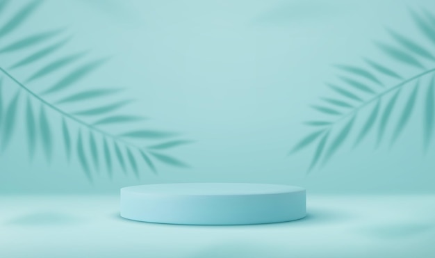 Product podium and tropical palm leaves