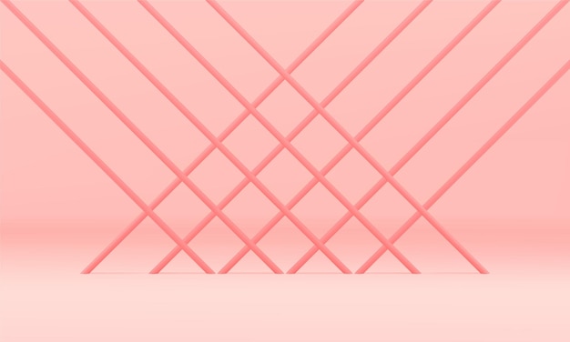 Product promo display pink grid wall crossed road showcase exhibition 3d background realistic vector