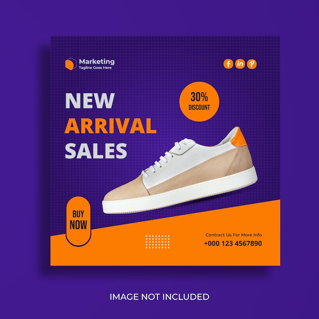 Product social media post web banner template or shoes sale square flyer