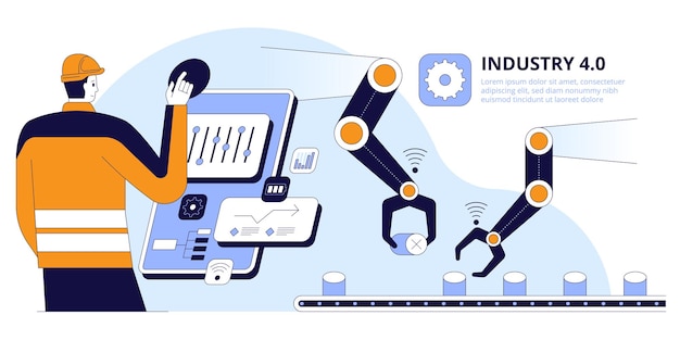 Production control flat vector illustration