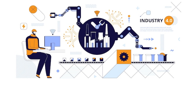 Production line illustration infographic elements