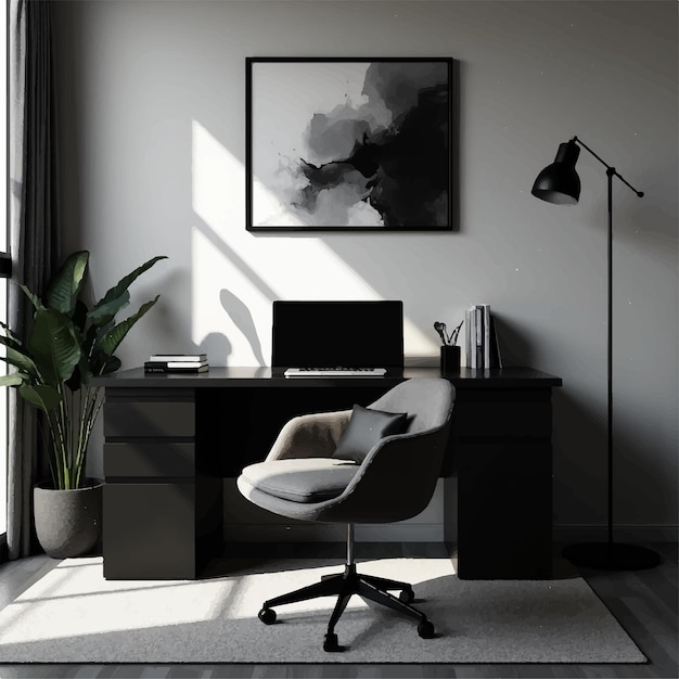 productive home office environment illustration design