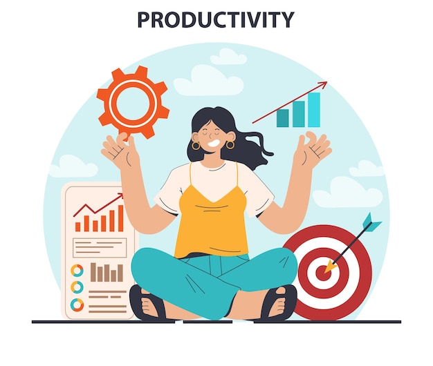 Productivity concept Character worktime optimization Employee job