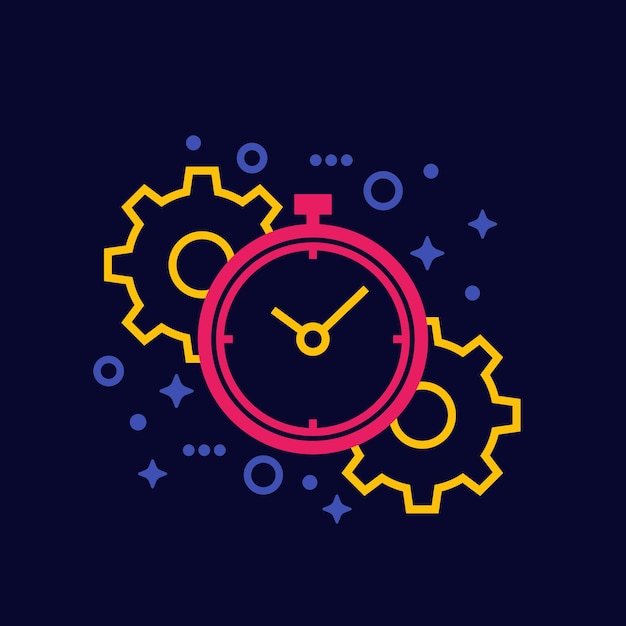 Productivity icon with timer and cogs