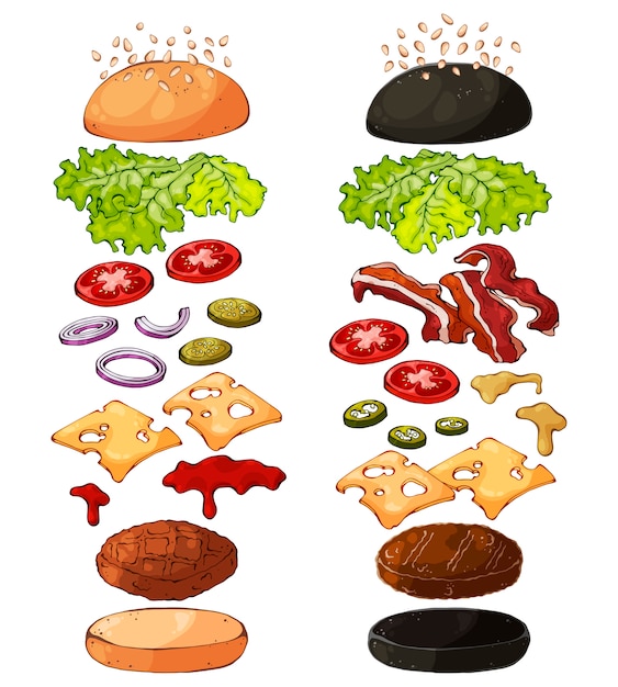 Vector products for cooking burgers.