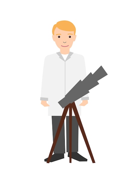 Profession: astronomer. Isolated on white background