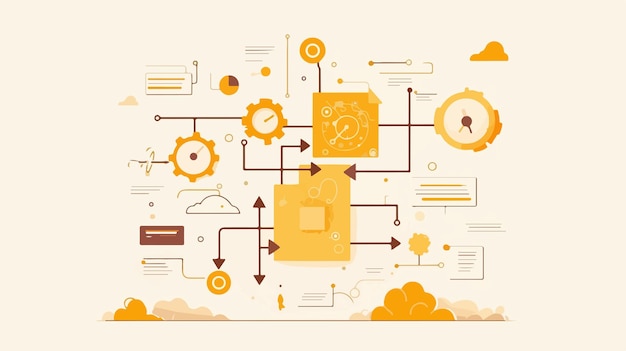 Professional 2D Flow Chart Process Illustration