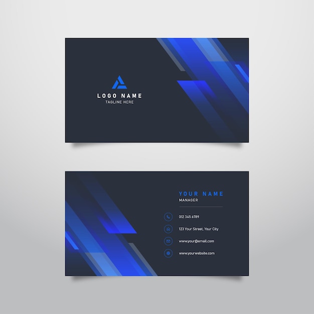 Professional Abstract Blue Business Card Template