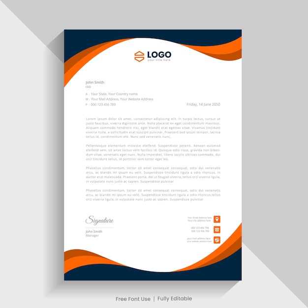 Professional abstract business style letterhead template in a4 size